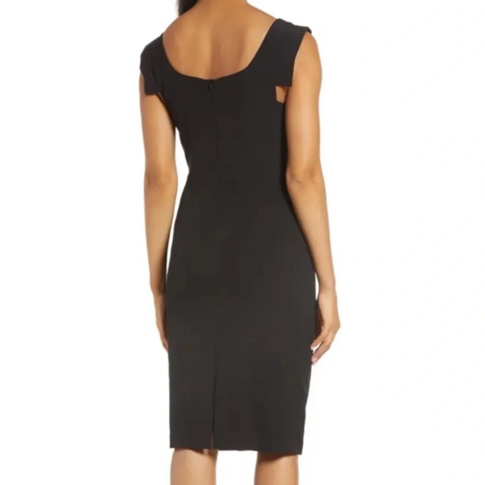 Black Halo Jackie O Belted Cocktail Sheath Dress Black Blogger Celeb Fave Sz 14 - Picture 15 of 16